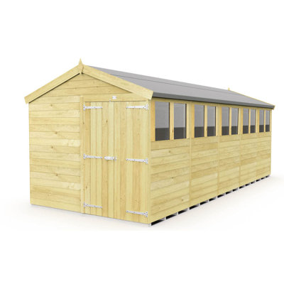8ft x 20ft Apex Shed - Double Door with Windows