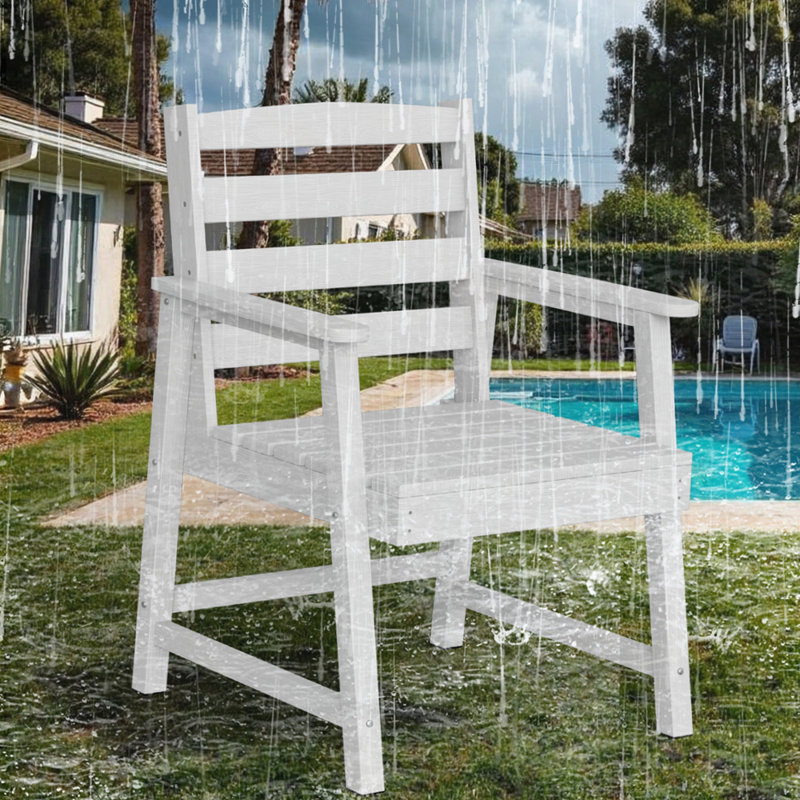 Chaise de salle à manger d'extérieur simple toutes saisons avec imitation grain de bois, convenant à de multiples cas de figure et offrant une capacité de poids accrue