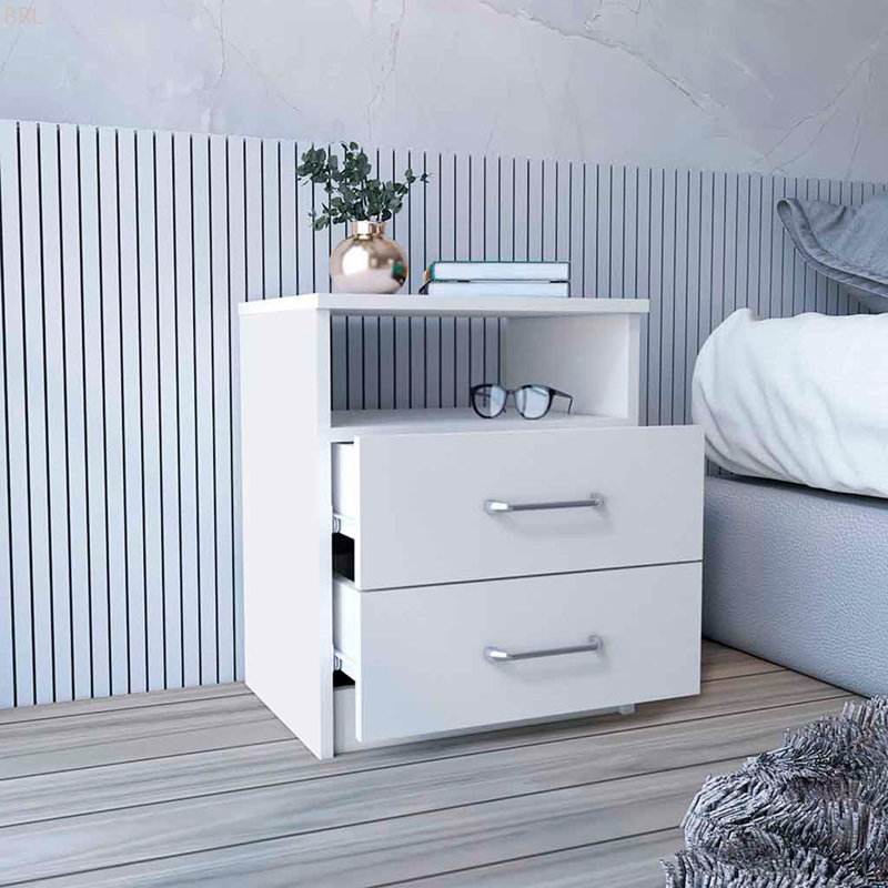 Two Drawers, One Shelf, White