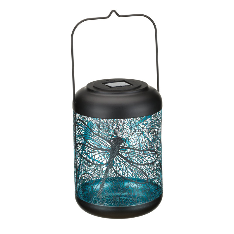 Large Blue Metal Dragonfly Solar Lantern