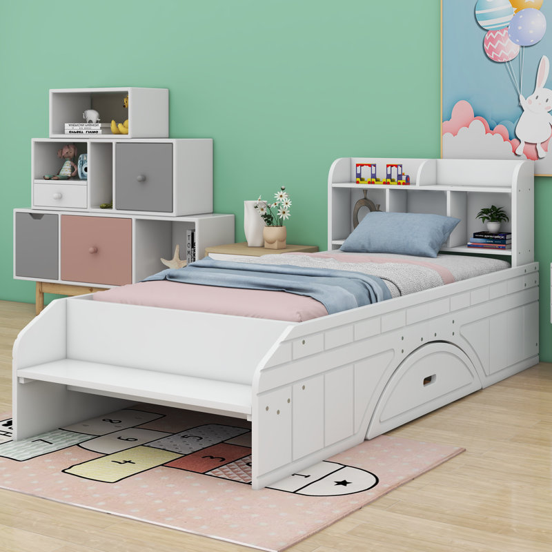 Lit avec rangement Amatia, Blanc, Simple
