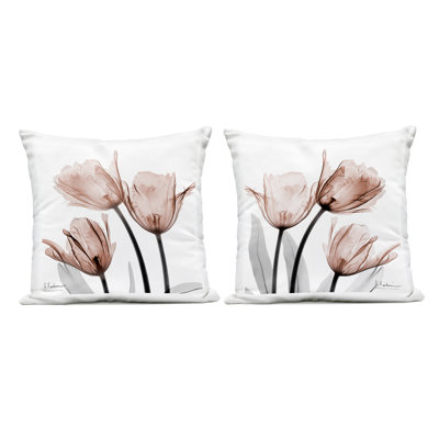 Ensemble de 2 coussins d'extérieur translucides tulipes translucides en moka, design par Albert Koetsier