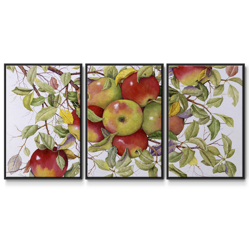 " Apples " 3 - Pieces, 36" H x 75" W x 2" D, Black