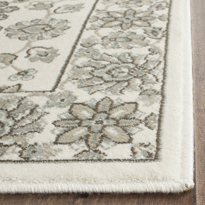 Tapis en viscose argenté / crème Ensembles, Rectangle 4 pi x 5 pi 3 po