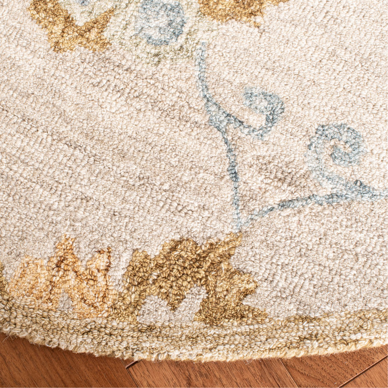 Lococo Hand Tufted Wool Floral Rug, Round 6'