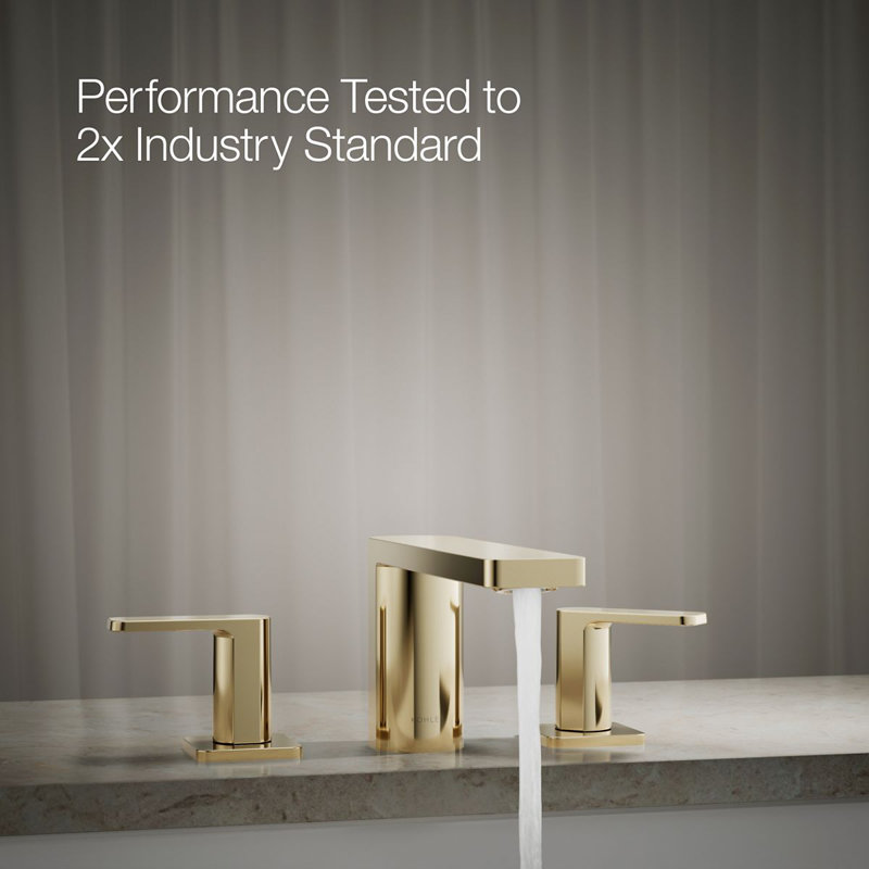 Parallel Two-Handle Deck-Mount Bath Faucet, Vibrant French Gold