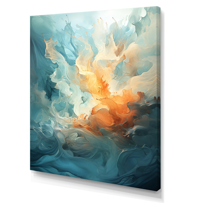 Fusion marine et blanche II sur toile, Toile tendue, H 32 po x l 16 po