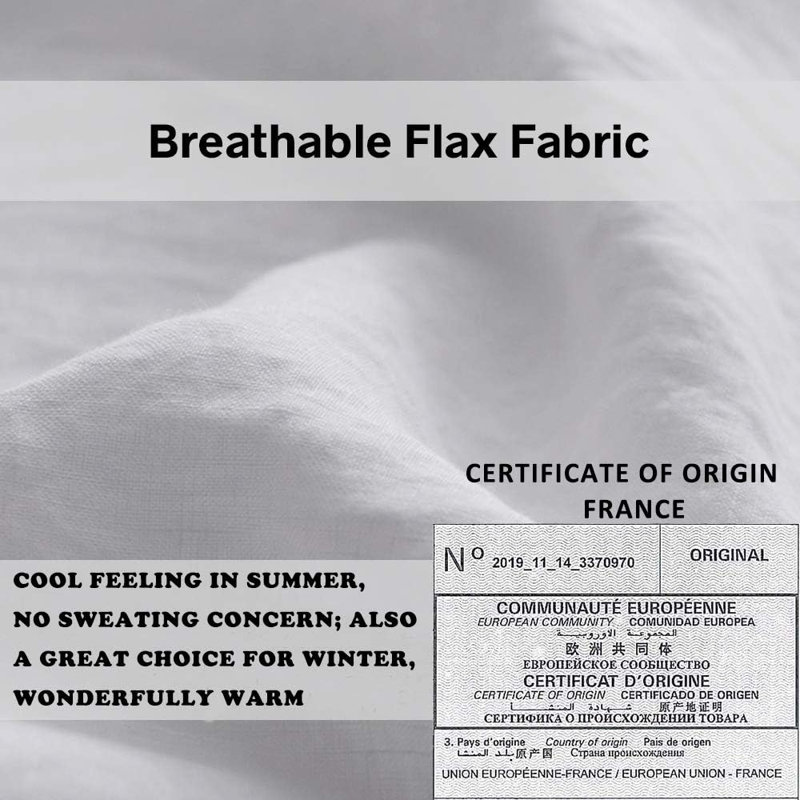 Ensemble de taie d'oreiller 100% lin français avec 2 taies d'oreiller de couleur unie délavées, Blanc