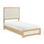 Lit simple contemporain avec tête de lit à panneau en bois naturel et blanc, protégé contre les taches et les égratignures en bois