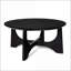 Table basse ronde en grain de bois noir 36 po, conception à pieds croisés, facile à assembler et amp; Décoratif
