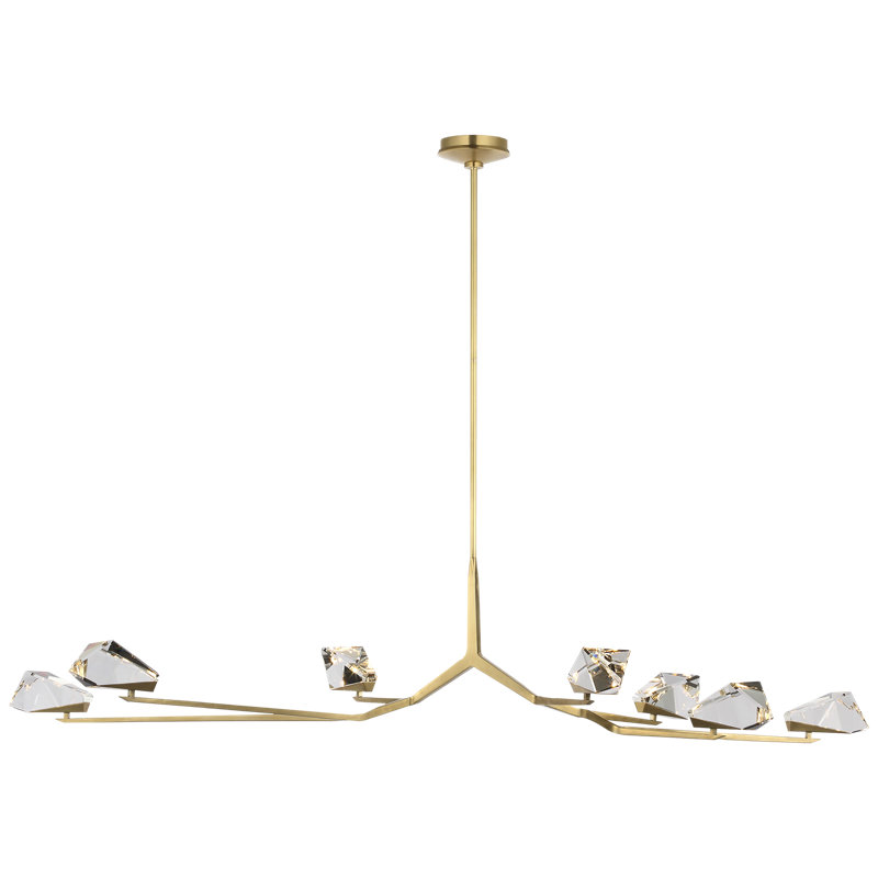Waterford Carraig 65" 7 Light Chandelier with Clear Crystal, Natural Brass