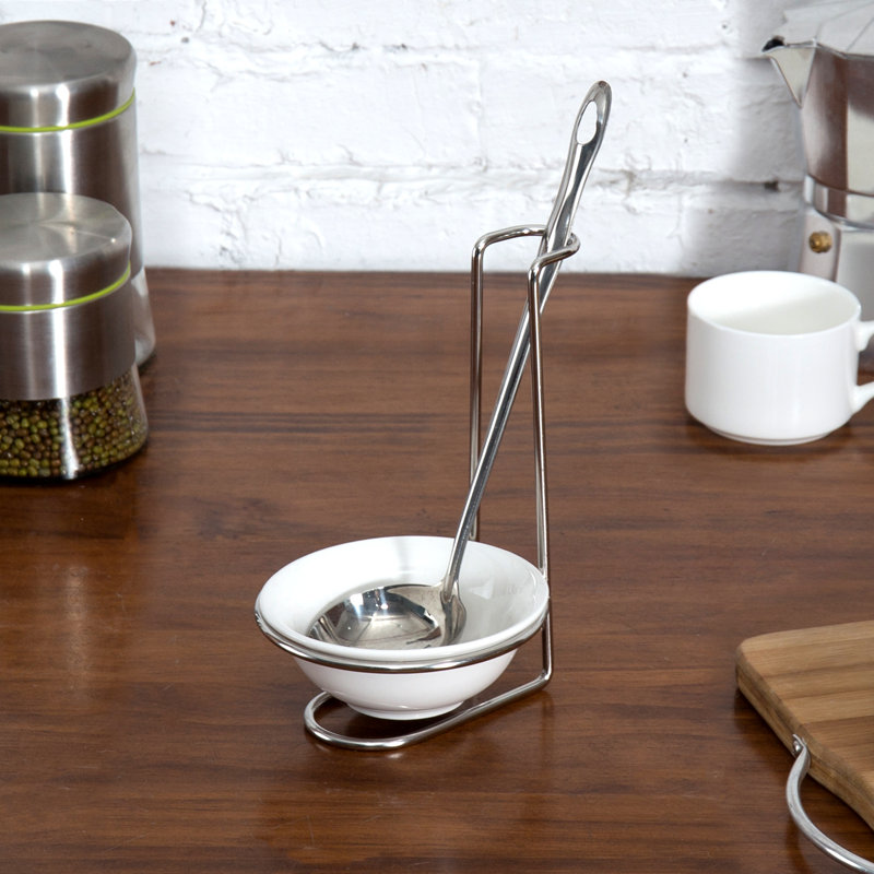 Stainless Steel and Ceramic / Porcelain Spoon Rest