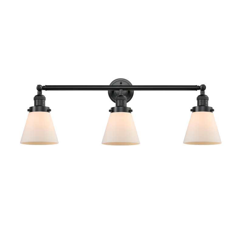 Andrews 3 - Light Dimmable Vanity Light, Matte White, 60 Watt Vintage Incandescent Bulb, Oil Rubbed Bronze