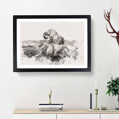 Two Elephants 1 Piece Single Picture Frame Wall Art on MDF