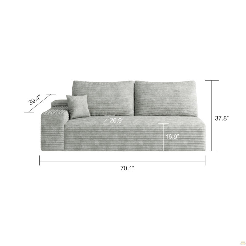 Canapé modulaire modulaire, Orienté à droite, Tissu gris