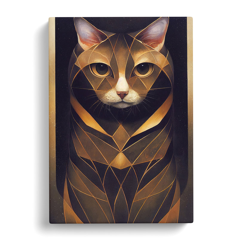 XC1022-1316X Cat In Art Nouveau No.1 - Wrapped Canvas Print, 76cm H x 50cm W x 3cm D