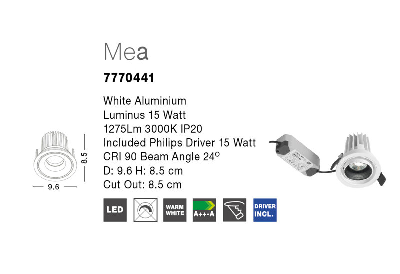 Mea 9.6cm LED Retrofit Downlight