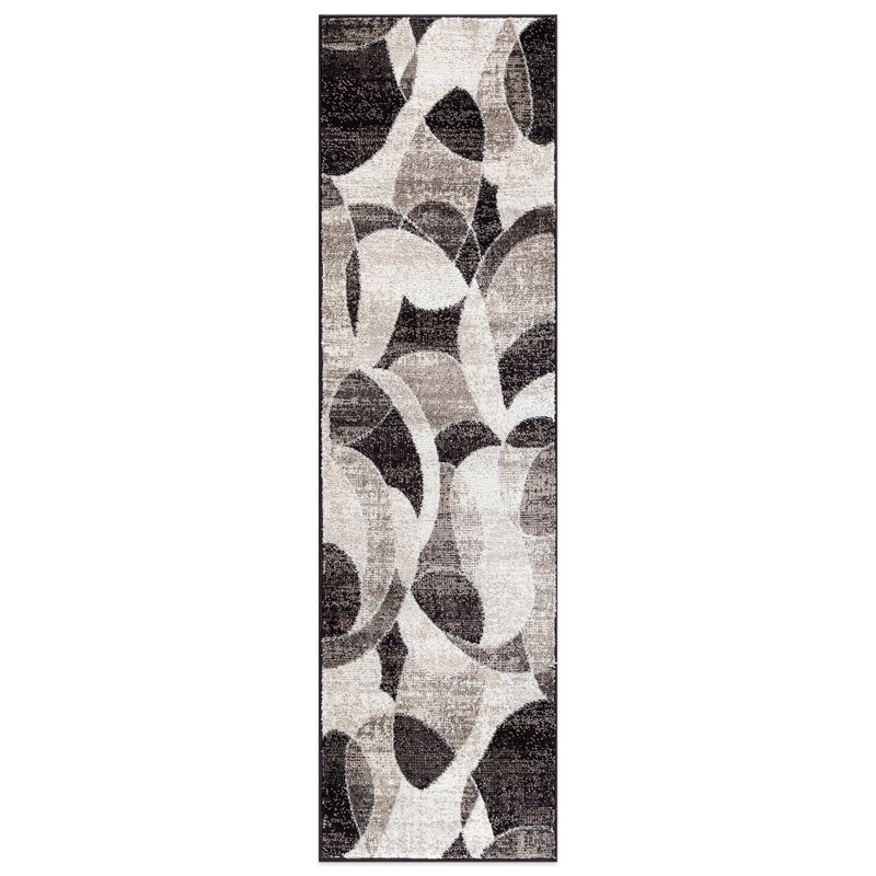 Rambo Contemporary Distressed Circle Area Rug, Runner 2' x 7'