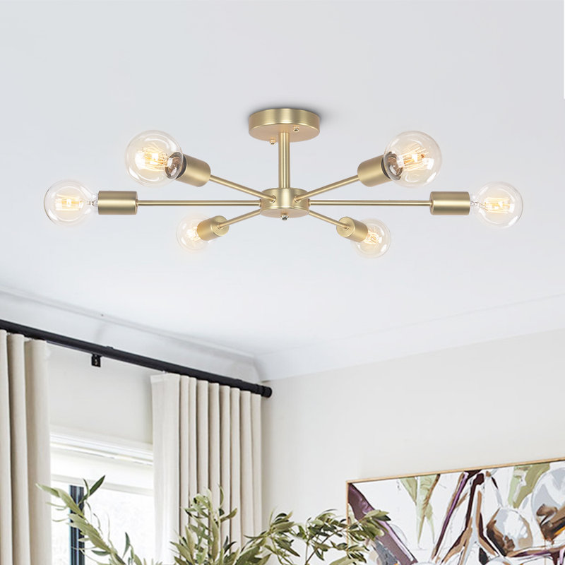 6-Light Sputnik Semi Flush Mount