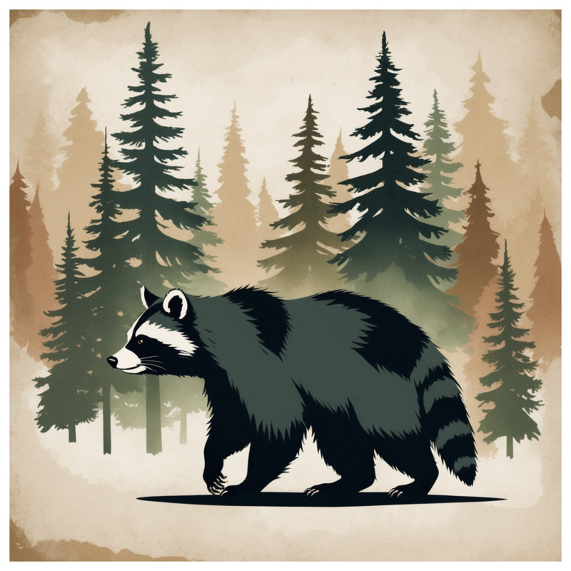 Coussins décoratifs Raccoon and Pine Trees, 16 x 16 pouces