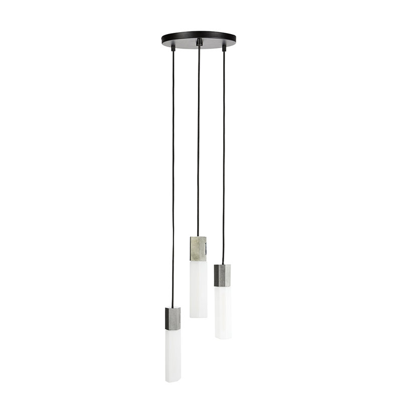 Luminaire suspendu en grappe à 3 lumières Basalt, Acier inoxydable