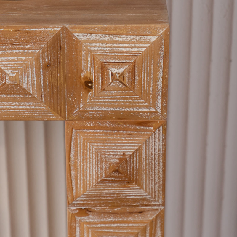 59.06" Rustic Geometric Relief Console Table
