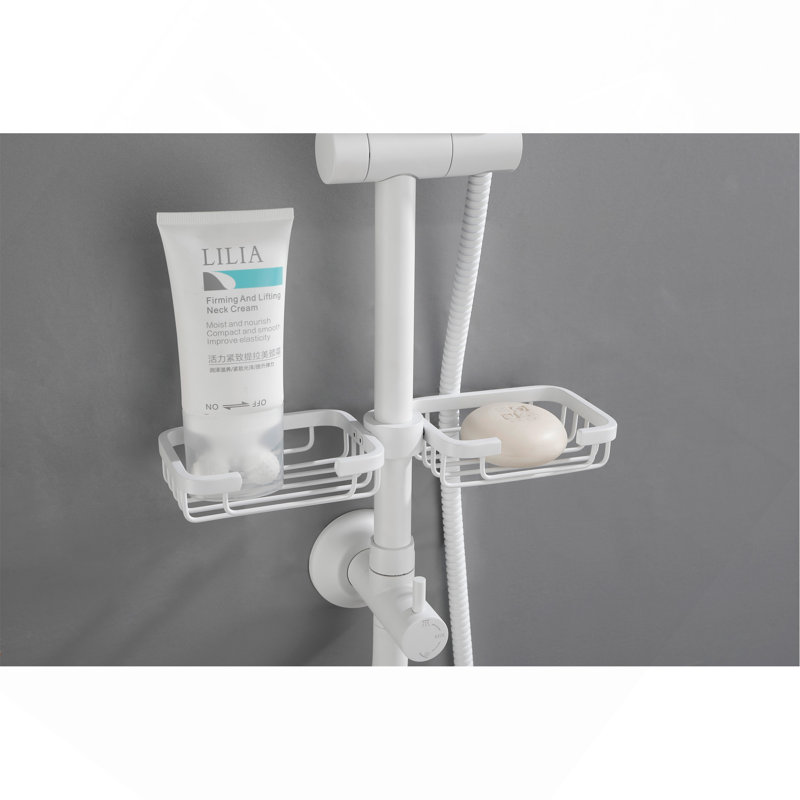 Shower System with 10" Rain Shower Head, 4-Function Handheld Shower, Slide Bar, and Soap Dish, White