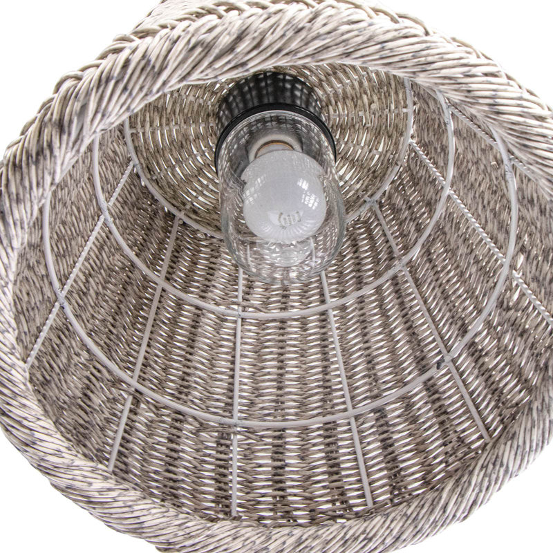 Augustine Whitewashed Wicker 1-Light Outdoor Pendant