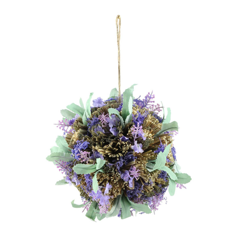 Balle de feuillage suspendue d'inspiration florale mauve et verte de 7 po