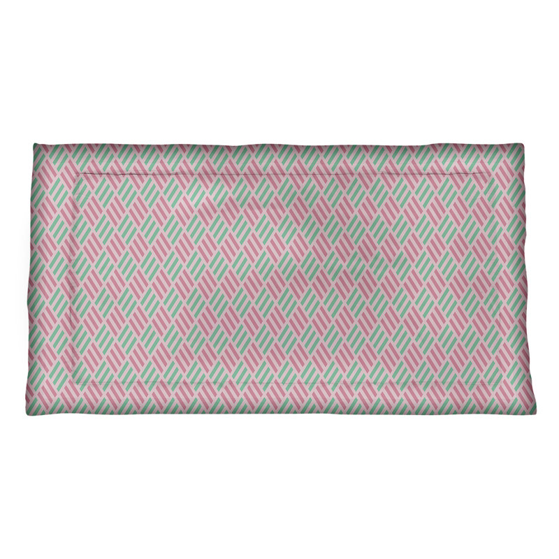 Katelyn  Elizabeth Polyester Striped Sham Set, Microfiber, King, Pink/Teal