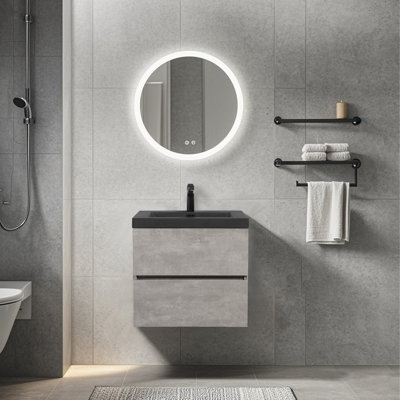 Meuble-lavabo mural mural flottant simple gris