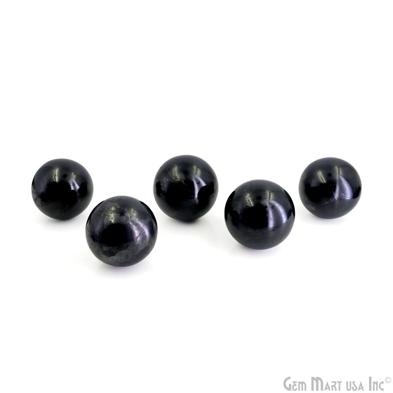 Natural Polished Gemstone Sphere, Large Decorative Accent, Crystal Ball, 50mm, Shungite