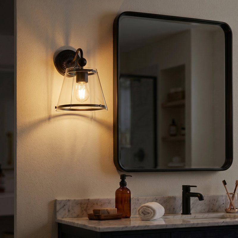 Applique murale 1 lumière en verre noir