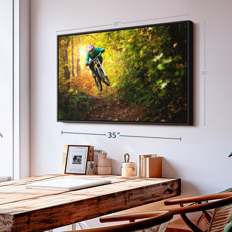Impression sur toile de vélo de forêt, H 25 po x l 37 po