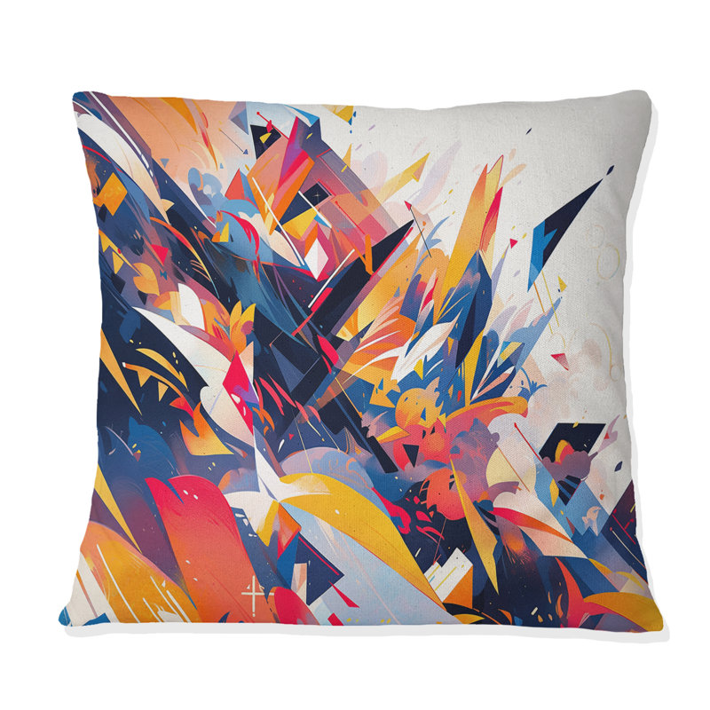 Vibrant Collage - Cubism Printed Throw Pillow