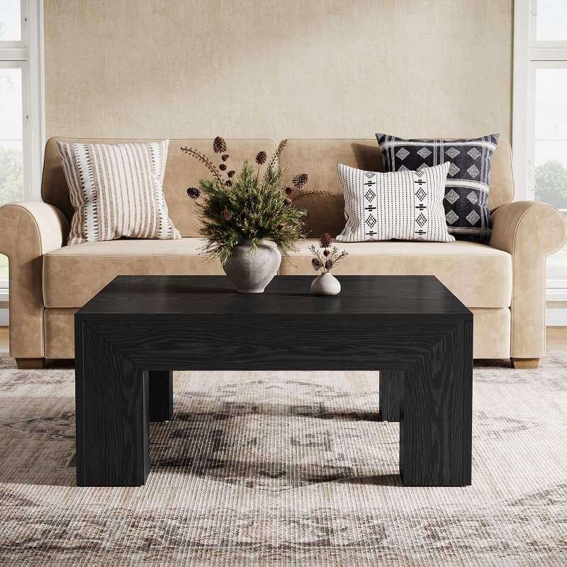 39.4" Square Coffee Table, Black