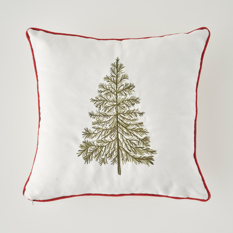 New Year Embroidered Cushion Cover, Polyester, White Floral