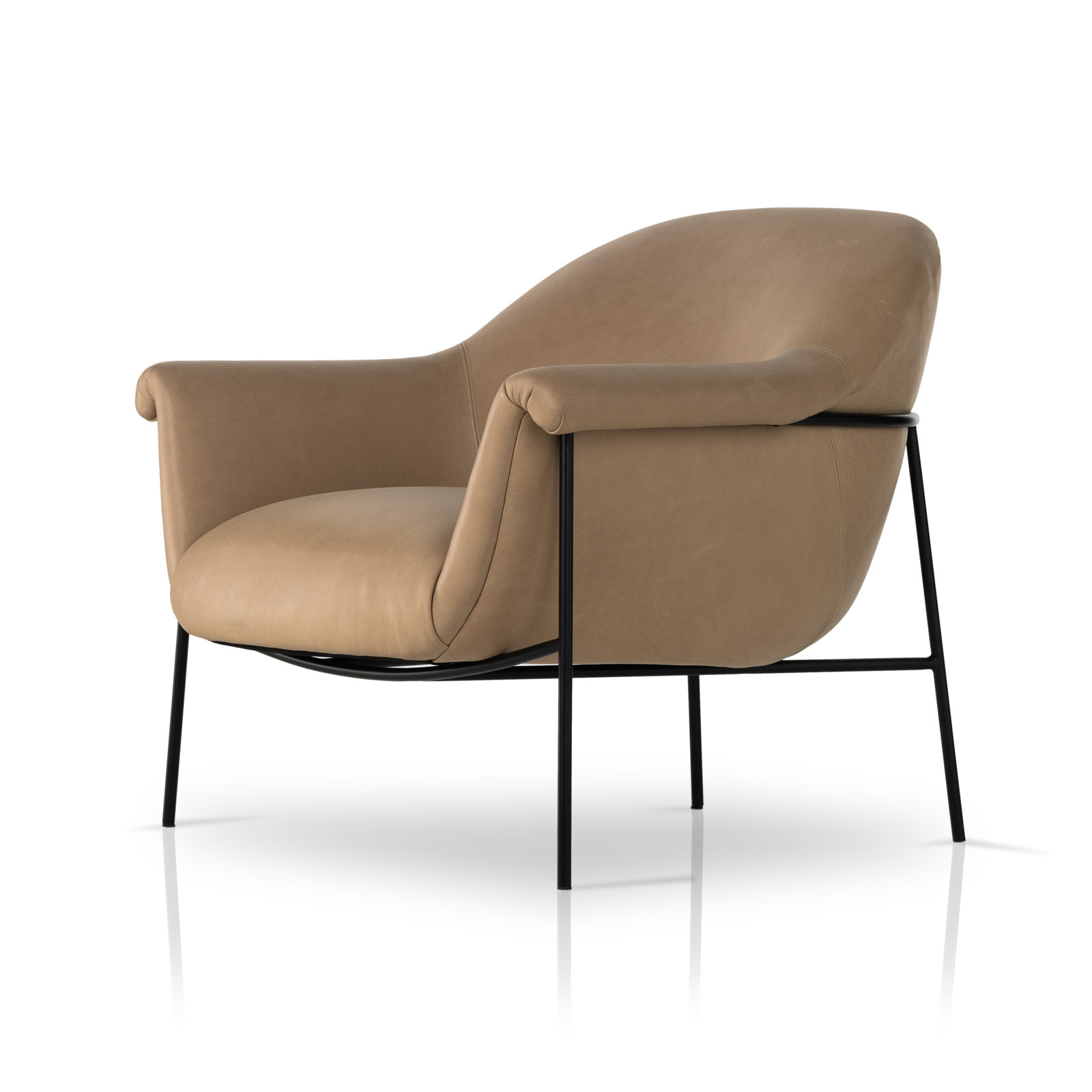 Mythos Pine Armchair, Palermo Nude Genuine Leather