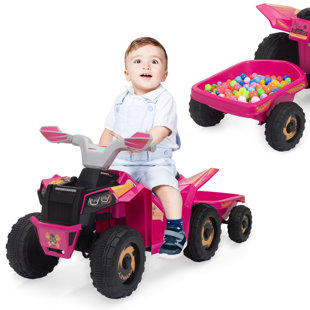 Color TOBBI_TOYS 6 Volt 1 Seater Tractors Battery Powered Ride On Toy with a Trailer, Bluetooth, Music, Power Display for Kids Aged 3-6