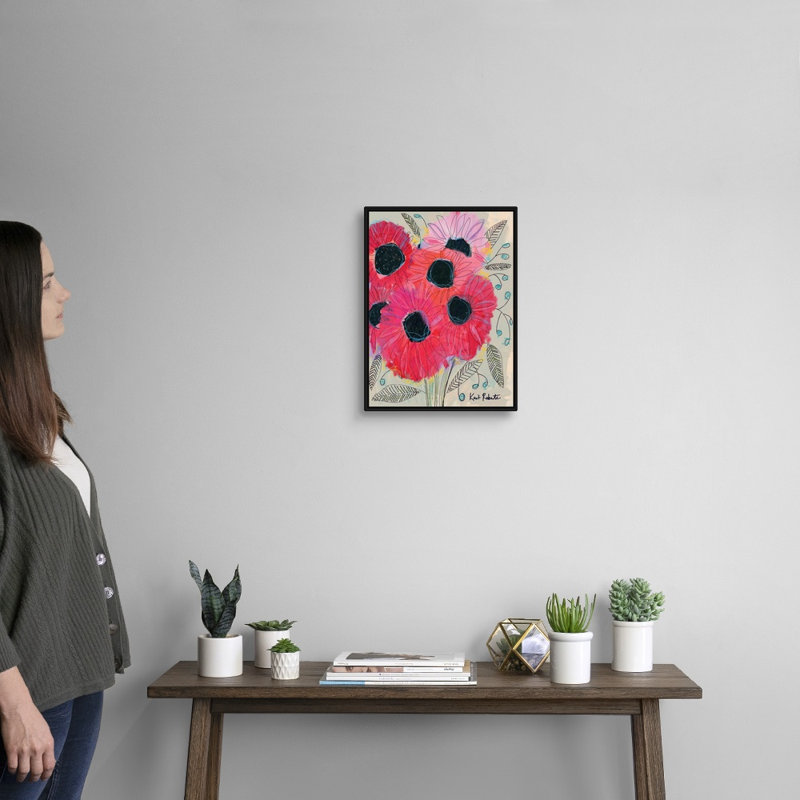 "Tournesols" par Kait Roberts-impression sur toile, H 18 po x l 14 po x P 1,75 po, Toile avec cadre noir