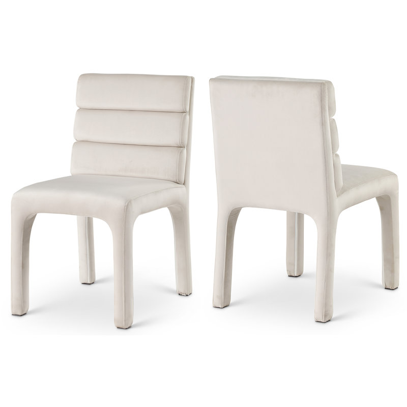 Kai Tufted Velvet Side Chair, Cream Velvet