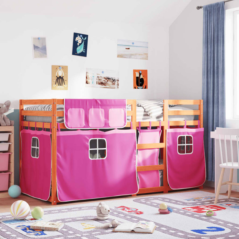 Dedalus Bunk Bed with Trundle Included, 80 x 200 cm, Wax Brown