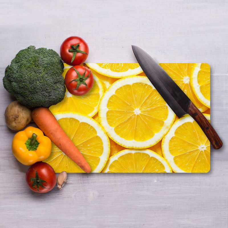 Premium Tempered Glass Cutting Board, 9.8 x 13.8 inches | 100% Antibacterial, Easy Clean, Non-Slip Silicone Feet | Durable Kitchen Essential for Safe Food Preparation, Stylish and Functional Design