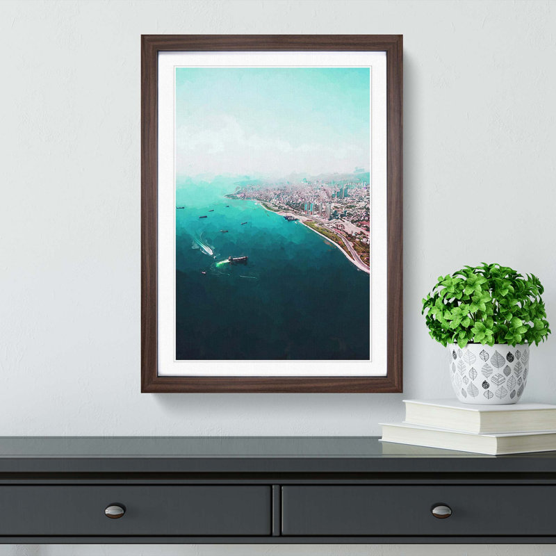 Birds Eye View of Turkey in Abstract - Picture Frame Graphic Art Print, Walnut Framed, 36cm H x 27cm W x 2cm D
