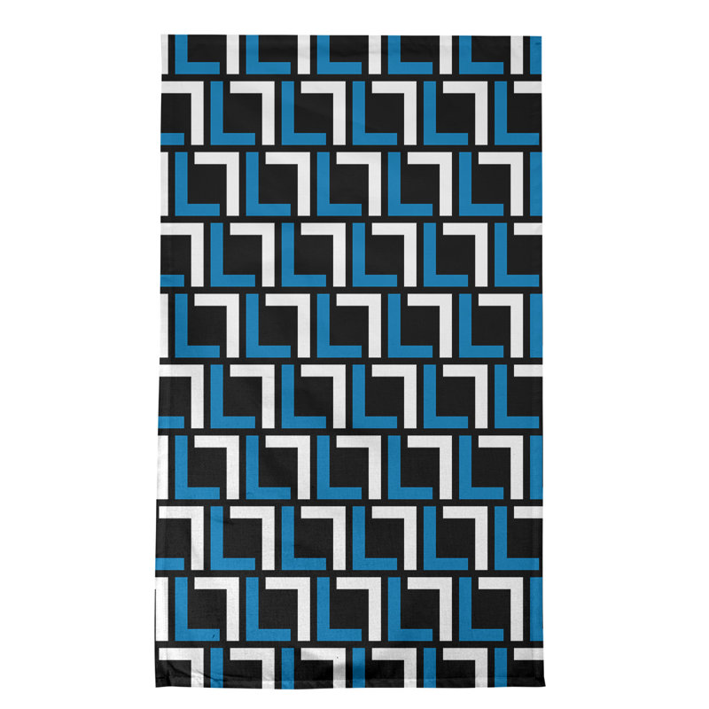 Tea Towel Kitchen Towel, Cotton Blend, Silver/Honolulu Blue/Black