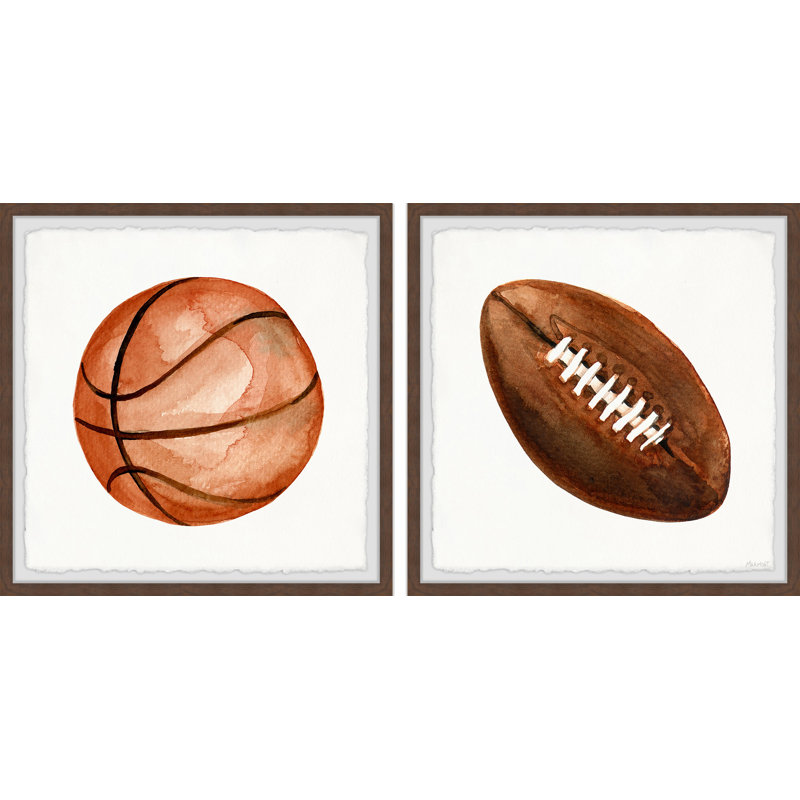 «Ottis Leather Balls Diptych», ensemble de 2 pièces, reproduction encadrée, H 24 po x l 24 po