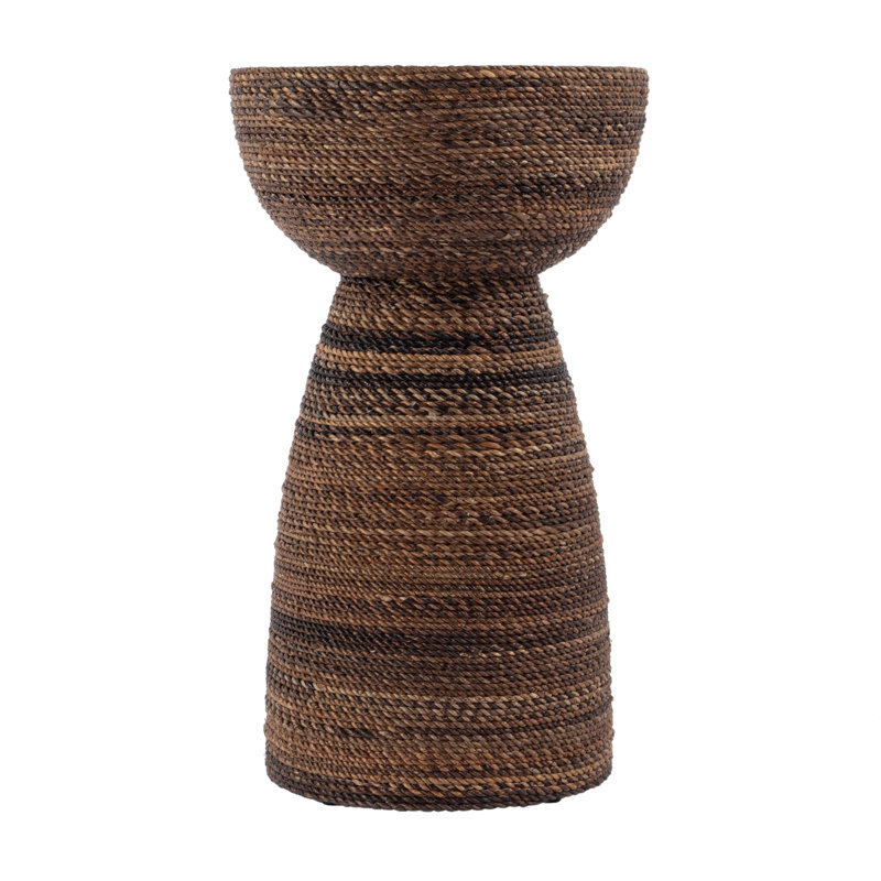 Bagshawe 13 in. W Round Wood and Abaca Rope Side Table