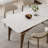 White + Nut-brown Rectangular Sintered Stone + Solid Wood Dining Table-210677396