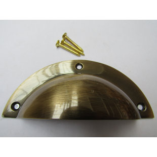Large Plain Victorian Cup Pull Handle Antique Brass