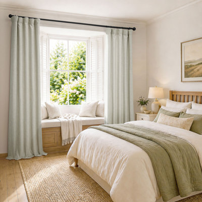 Ottis Faux Linen Room Darkening Curtain Panel